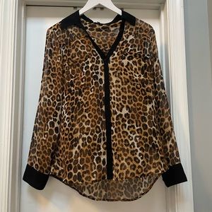 Leopard print button down blouse